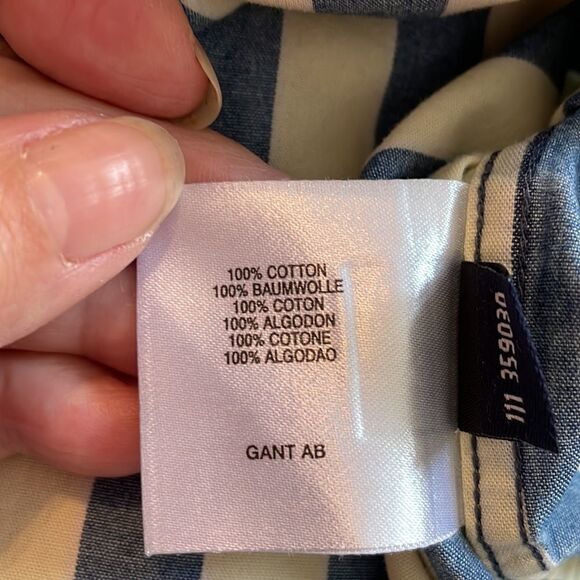 Gant cream & blue vertical striped shirt - Picture 11 of 12